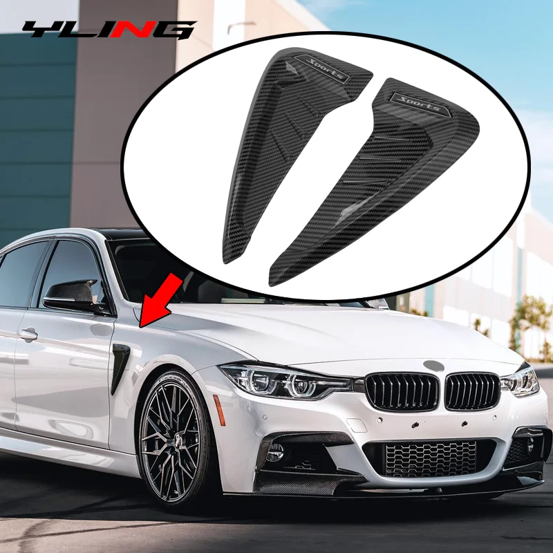 

Universal Black Carbon Fiber Look Shark Gills Car Body Side Fender Vent Air Outlet Decoration Stickers Cover Flank Modified Acce