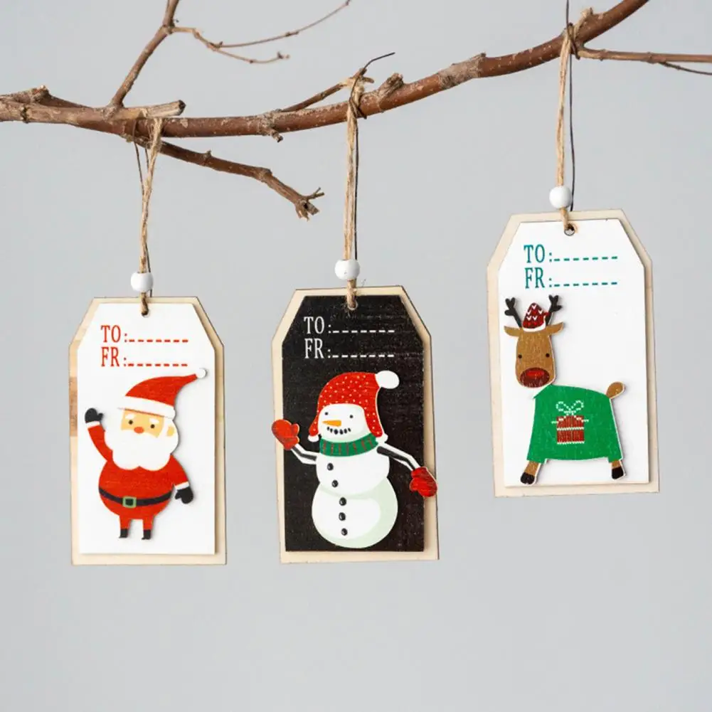 

Holiday Decor Christmas Pendant Charming Wooden Christmas Ornaments 3 Festive Santa Claus Snowman Deer Pendants with Lanyards