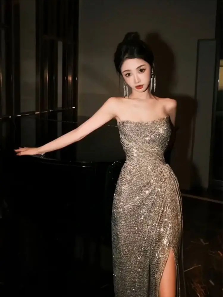 Harajpee Light Luxury Evening Dress Women Niche Banquet Temperament Sequins Dresses Toasting Attire Bride Temperament Vestido
Harajpee Light Luxury Evening Dress Women Niche Banquet Temperament Sequins Dresses Toasting Attire Bride Temperament Vestido
