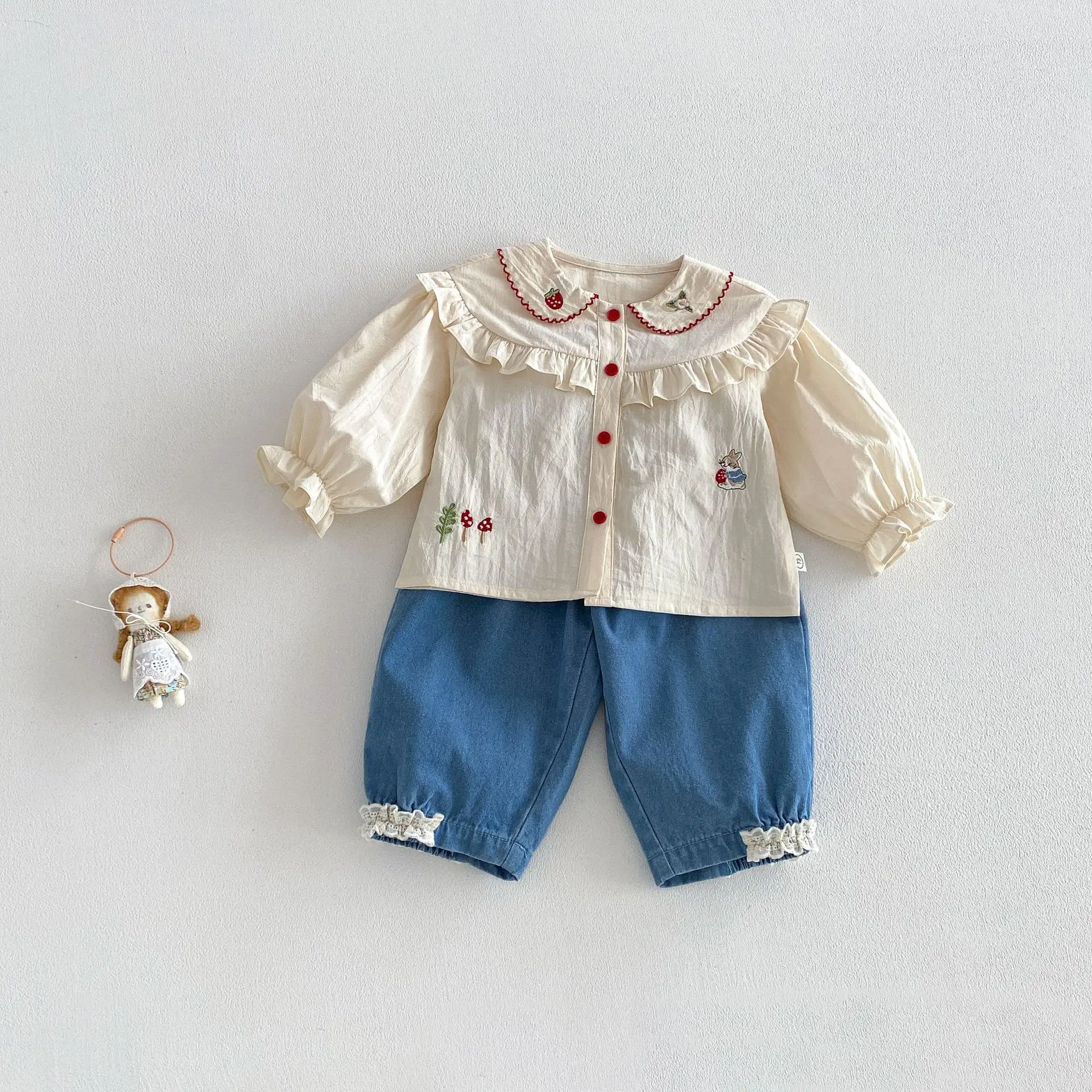 بنطلون جينز للفتيات بخصر مطاطي وحواف دانتيل للأطفال من 0-5 سنوات، موديل ربيع 2026 بأسلوب كوري، ملابس مريحة للفتيات بنطلون جينز للفتيات بخصر مطاطي وحواف دانتيل للأطفال من 0-5 سنوات، موديل ربيع 2026 بأسلوب كوري، ملابس مريحة للفتيات