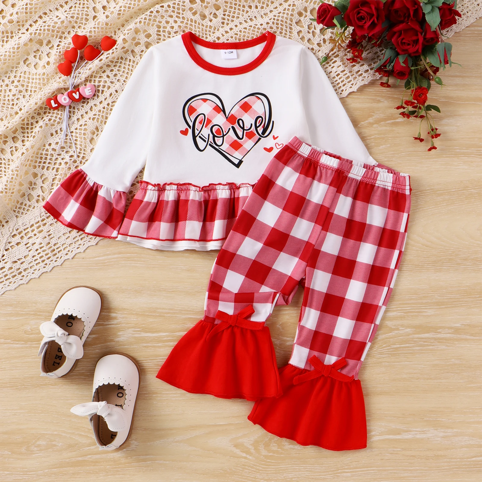 Valentine's Day Infant Baby Girls 2pcs Sets Casual Long Sleeve Heart Letter Print Pullover + Plaid Flared Trousers Clothes Sets
Valentine's Day Infant Baby Girls 2pcs Sets Casual Long Sleeve Heart Letter Print Pullover + Plaid Flared Trousers Clothes Sets