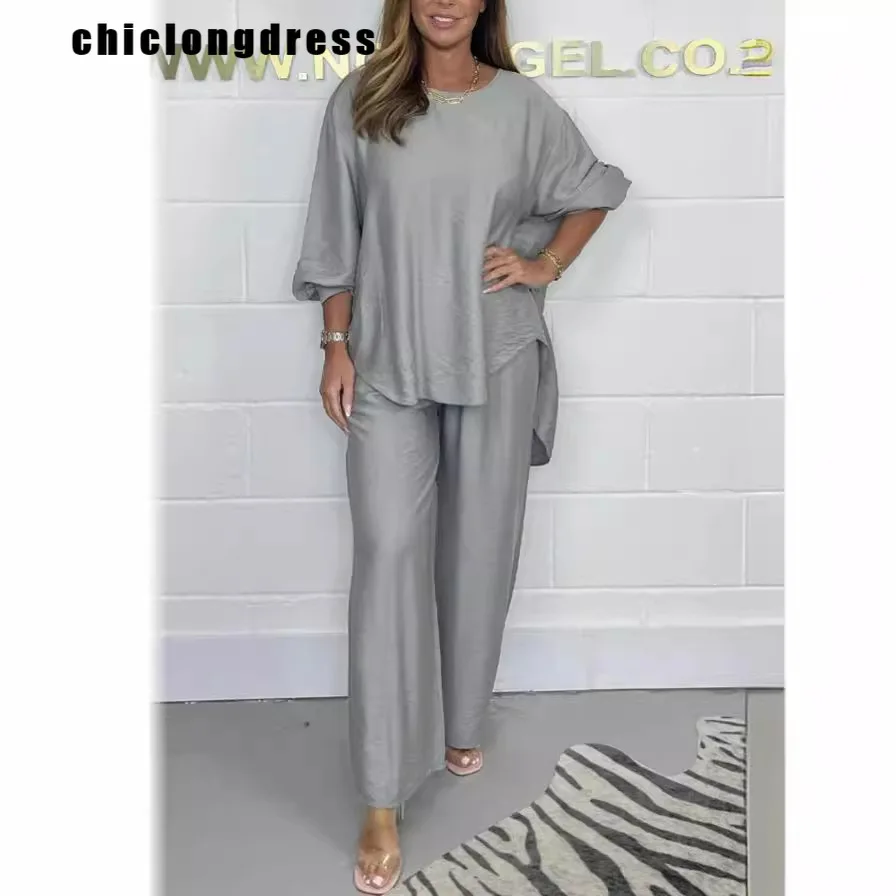 Summer Fashion Two Iece Set Women Casual Solid Loose Top Wide Leg Pants Two Piece Set Women
Summer Fashion Two Iece Set Women Casual Solid Loose Top Wide Leg Pants Two Piece Set Women