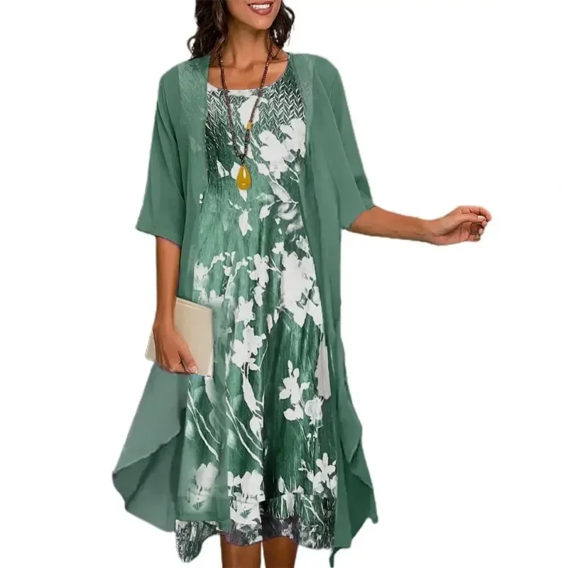 Elegant 1 Set Stylish Flower Pattern Large Hem Dress Suit Temperament Cardigan Dress Set Round Neck for Office
Elegant 1 Set Stylish Flower Pattern Large Hem Dress Suit Temperament Cardigan Dress Set Round Neck for Office
