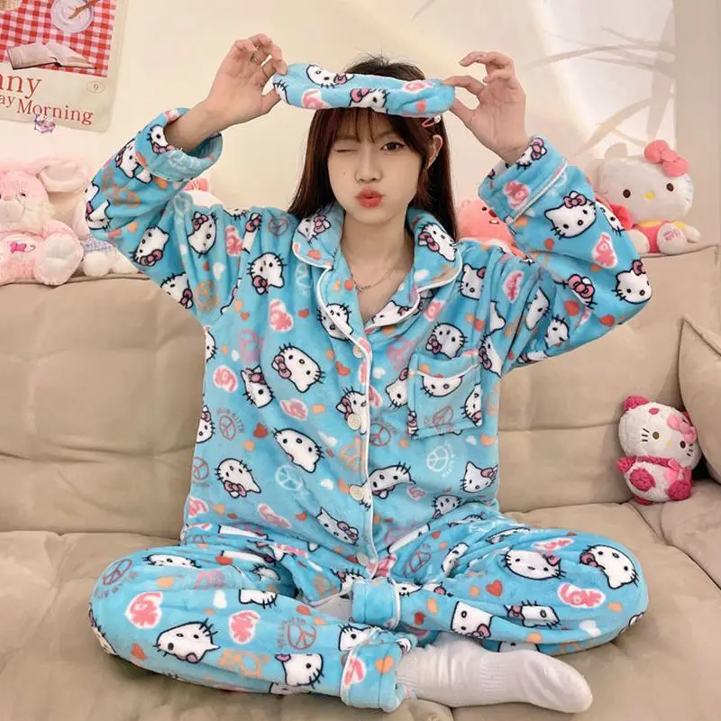 Sanrio Women's Pajama Coral Fleece Hello Kitty Casual Long Sleeve Pants Fresh and Sweet Loose Fashion Home Pjama Clothing Gift
Sanrio Women's Pajama Coral Fleece Hello Kitty Casual Long Sleeve Pants Fresh and Sweet Loose Fashion Home Pjama Clothing Gift
