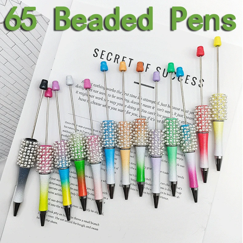 

65Pcs Diamond Bead Pen Creative Handmade Sticker Set Diamond Beaded Ballpoint Pens Gift Pen Wholesale