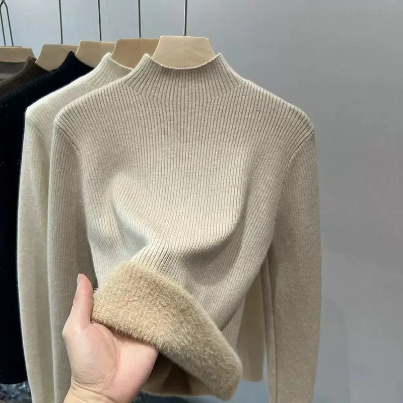 Basic Mock Neck Slimming Knitting Sweater Pullover Women Autumn Winter Thick Warm Sweater Women Female Chic Jumpers G192
Basic Mock Neck Slimming Knitting Sweater Pullover Women Autumn Winter Thick Warm Sweater Women Female Chic Jumpers G192