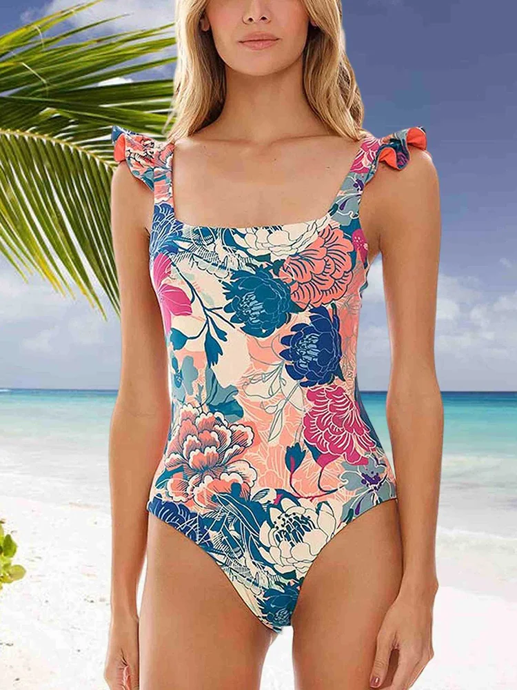 

COOBBU Flounce Swimwear 2023 Sexy Swimsuit Women Bathing Suit Floral Print One-Piece Suits Summer Beachwear Push Up Swimsuit New