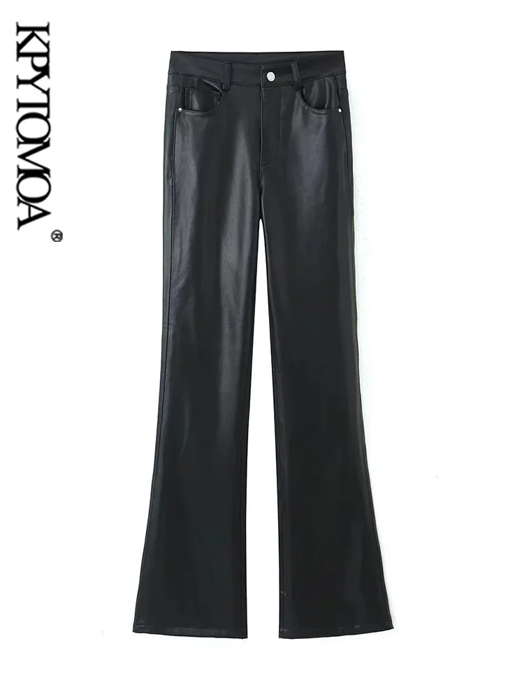 KPYTOMOA-Женские расклешенные брюки из искусственной кожи с карманами, женские модные брюки на молнии с высокой талией
KPYTOMOA-Женские расклешенные брюки из искусственной кожи с карманами, женские модные брюки на молнии с высокой талией