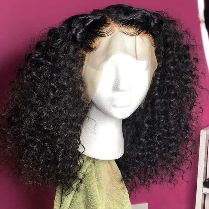 

Glueless 180 Density 26 inch Natural Black Kinky Curly Lace Front Wigs For Women Babyhair Daily Use Deep Part PrePlucked