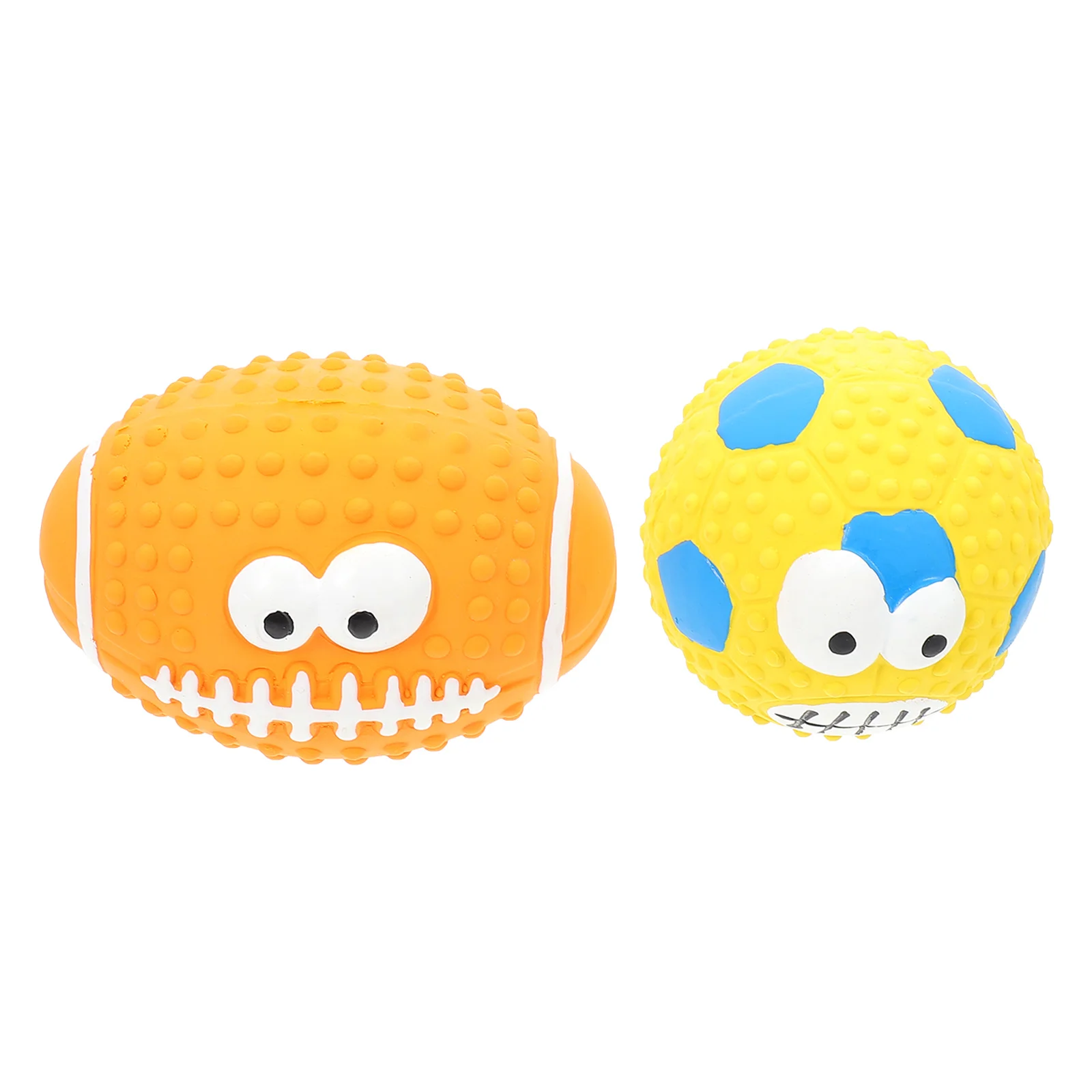 

2 Pcs Toy Ball Dog Squeaky Toys Vocalize Interactive Plaything Wear-resistant Chew Emulsion Adorable Puppy Playthings