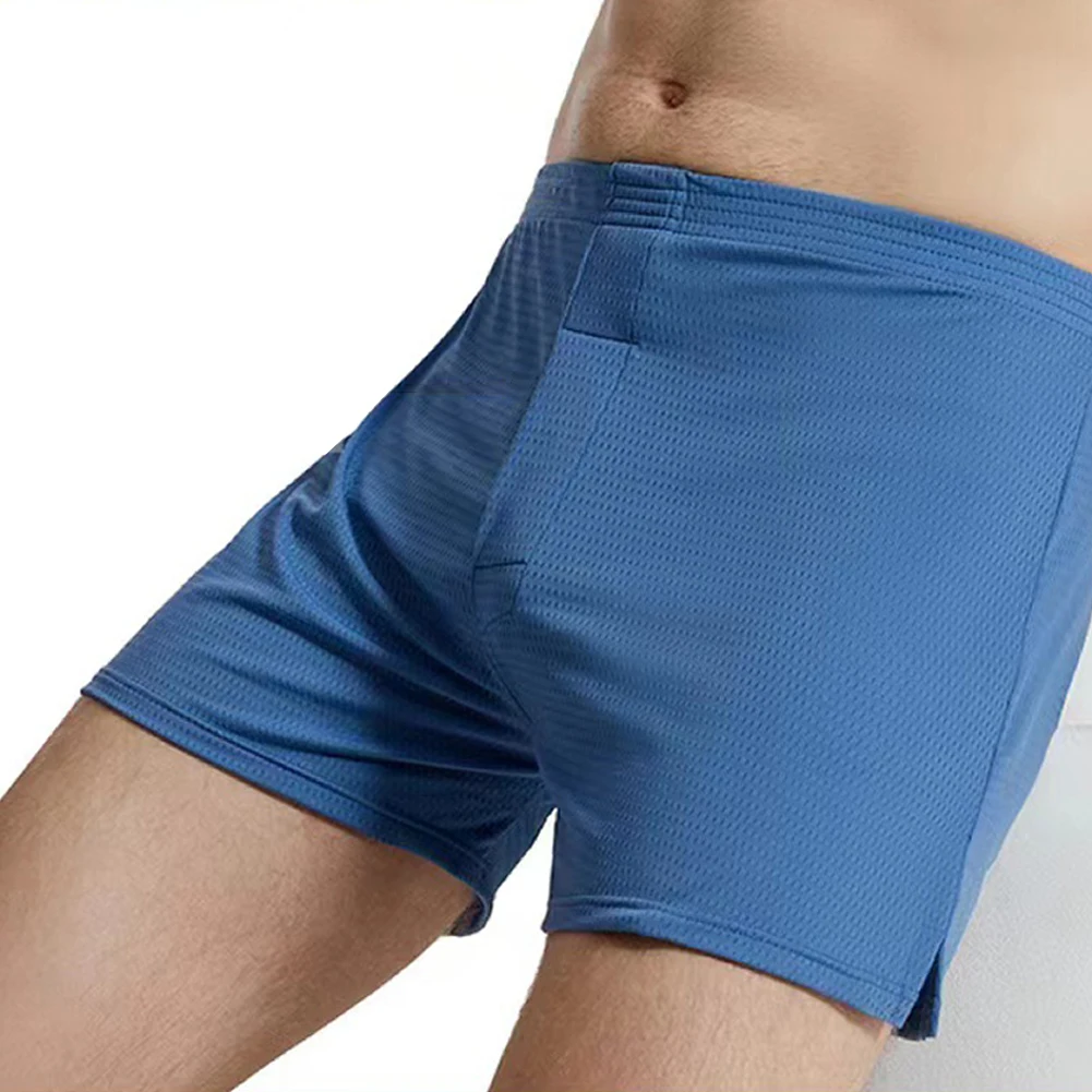 

Summer Sexy Men Ice Silk Boxer Briefs Bulge Pouch Underwear Shorts Trunks Underpants Erotic Lingerie Breathable Boxershorts