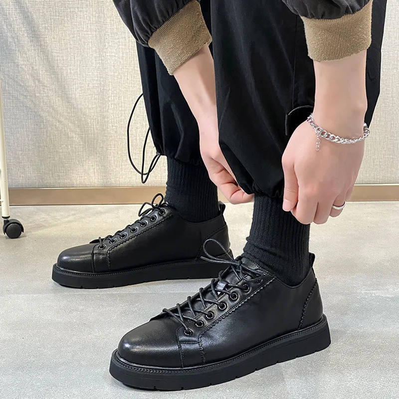 

New Designer Work Fashion Shoes Men Casual Breathable Business Dress Moccasins Youth Spring Derby Thick Sole Sneakers Male 5A