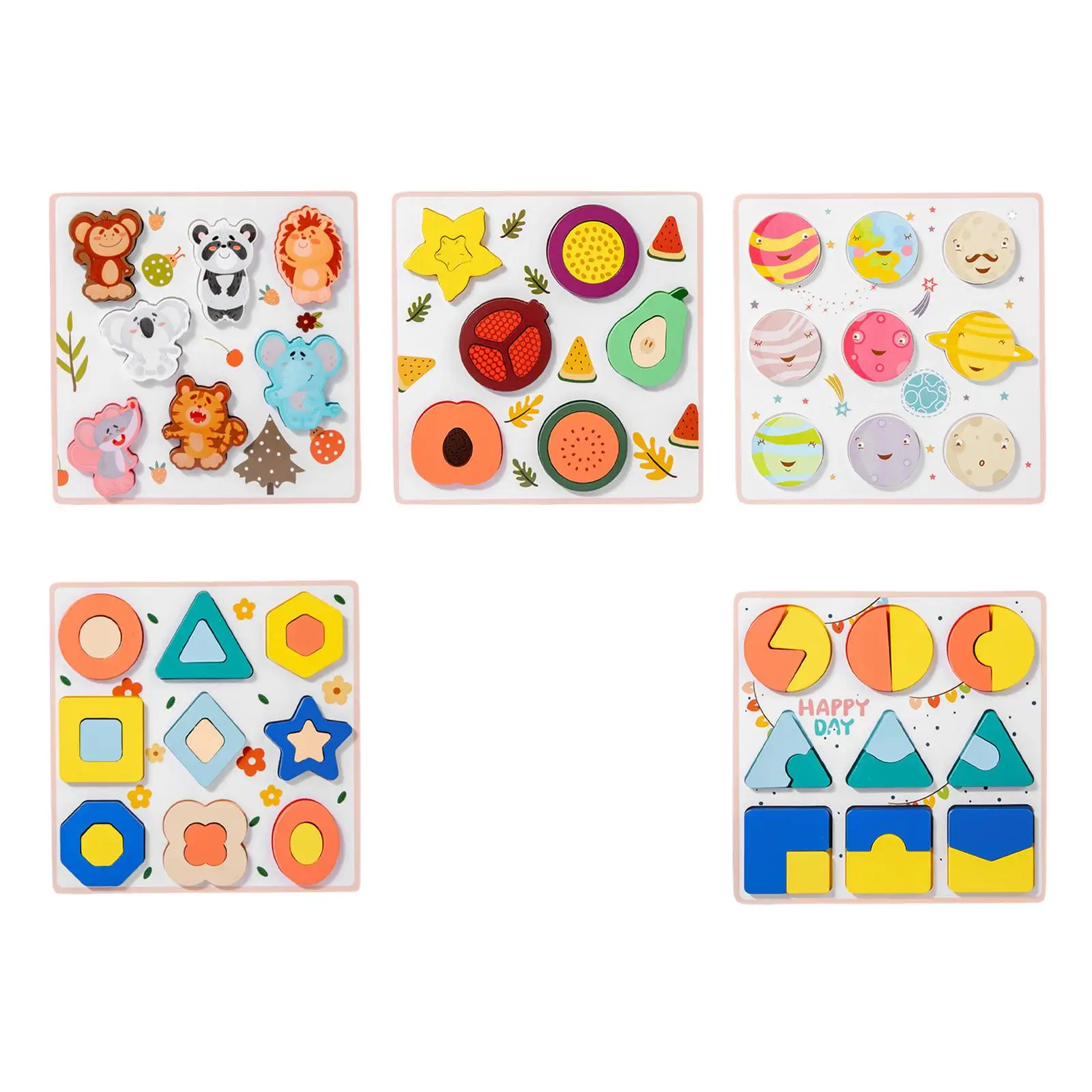 

Wooden Matching Jigsaw Puzzle Learning Activities Colors and Shapes Cognition for Baby 1 2 3 Year Old Kids Toddlers Gift