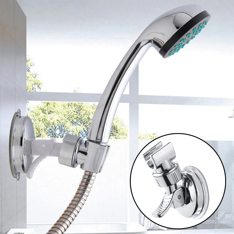 

Bracket Shower Head Holder Easy to install No drilling Bathroom Suction Cup Base Wall Mounted Adjustable Replacement Hot Useful