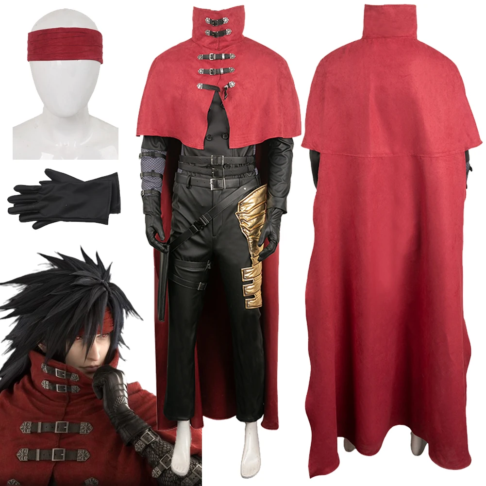 

FF7 Vincent Valentine Fantasia Disguise Costume Headband Cloak Game Final Fancy Outfits Clothes Men Cosplay Carnival Party Suit