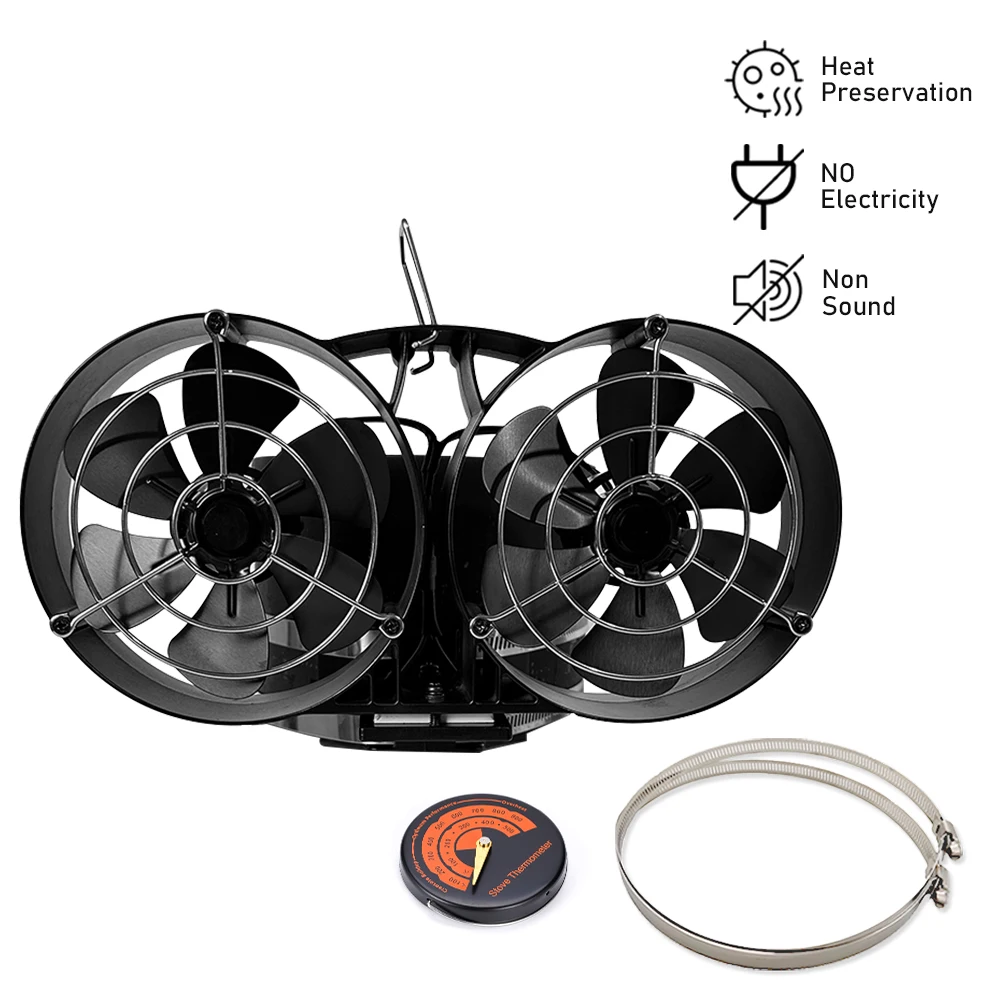 

Wall Mounted 12 Blades Heat Powered Stove Fan With Clamp Fireplace Fan Log Wood Burner Eco Quiet Fan Efficient Heat Distribution