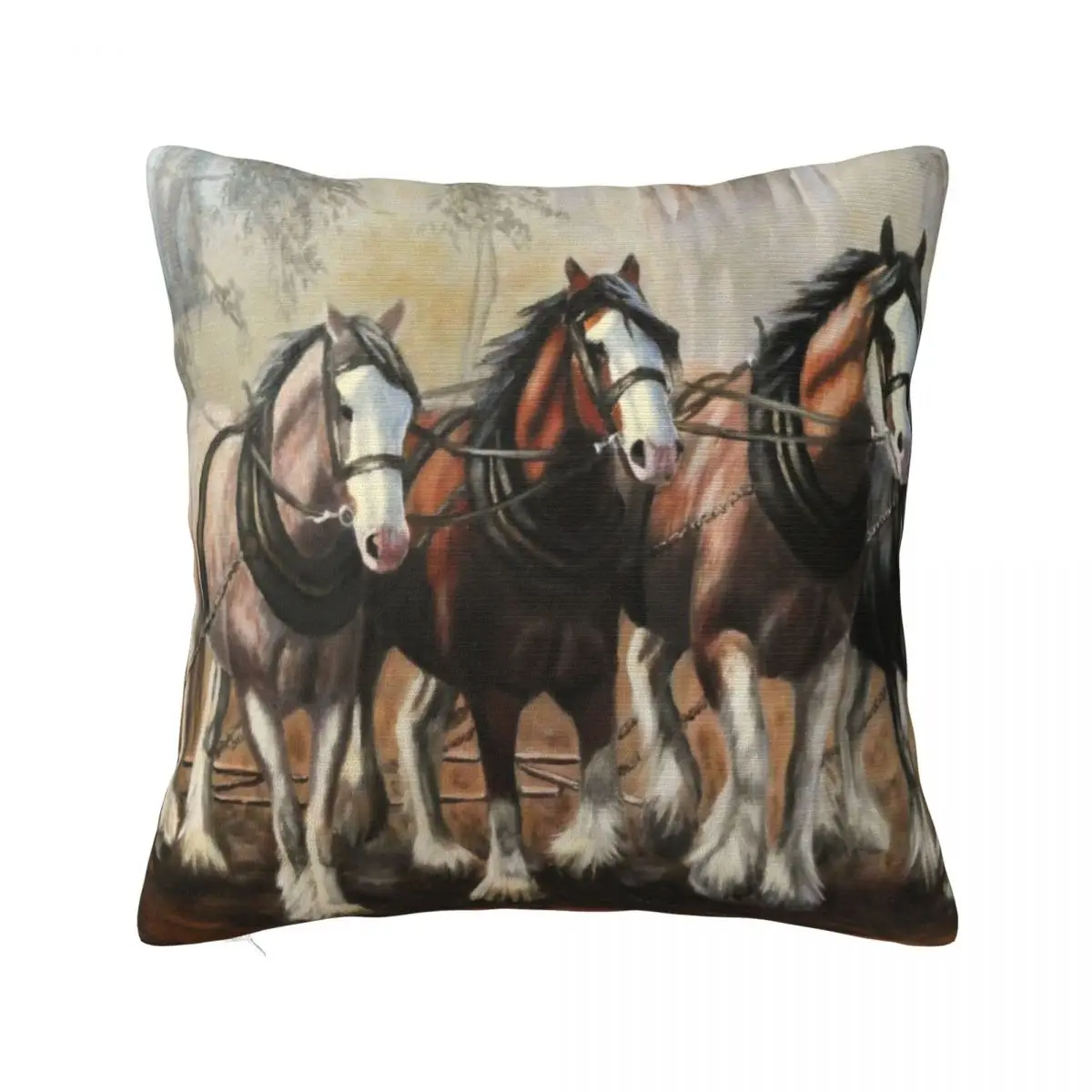 

Clydesdale Horses Throw Pillow Embroidered Cushion Cover Bed pillowcases