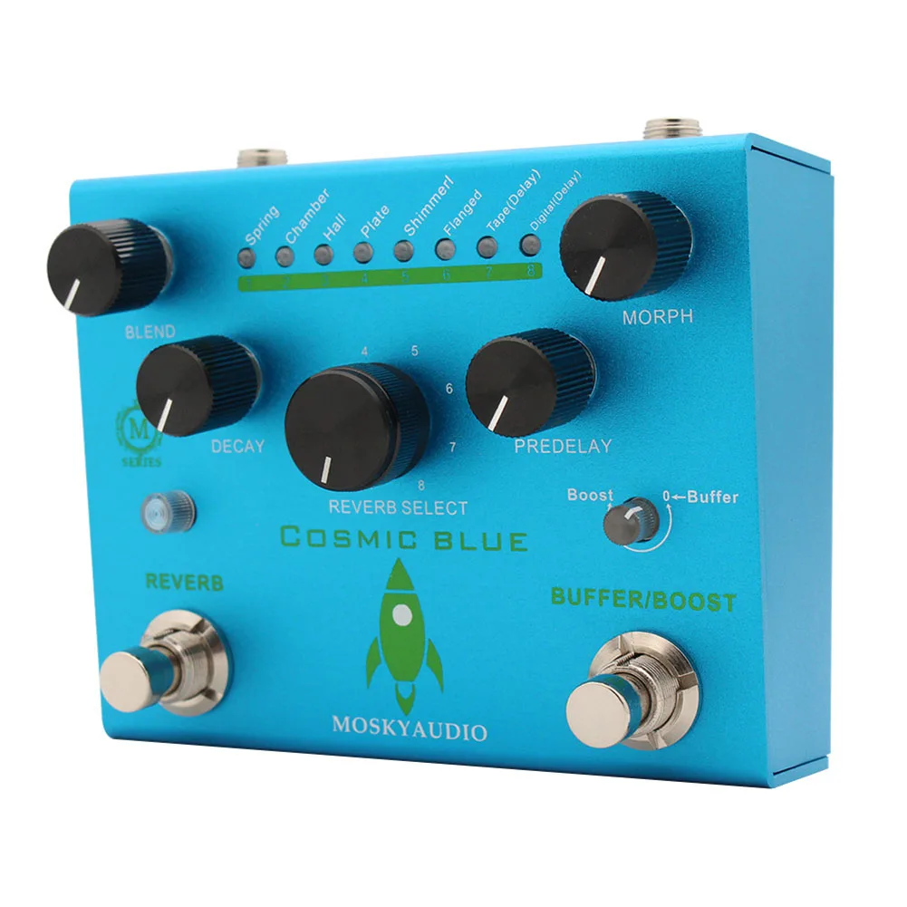 MOSKYAUDIO COSMIC BLUE Guitar Bass Effects Pedal With Bufferbooster 8 Reverb Models Function Electric Guitar Accessories
MOSKYAUDIO COSMIC BLUE Guitar Bass Effects Pedal With Bufferbooster 8 Reverb Models Function Electric Guitar Accessories