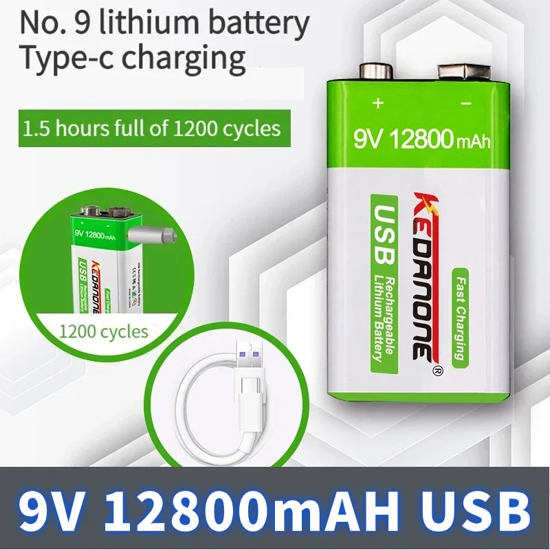 12800mAh Type-C USB 9V Li-ion Rechargeable Battery 6F22 9V Li ion Lithium for RC Helicopter Model Microphone Metal Detector
12800mAh Type-C USB 9V Li-ion Rechargeable Battery 6F22 9V Li ion Lithium for RC Helicopter Model Microphone Metal Detector