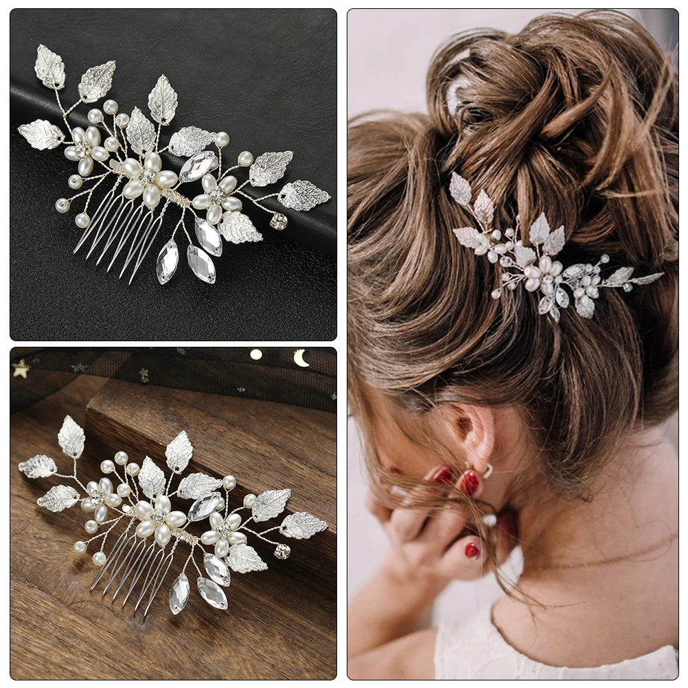 

Pearl Tiara Bridal Hair Accessories Women Pearls Comb Rhinestones Bride Bridesmaid