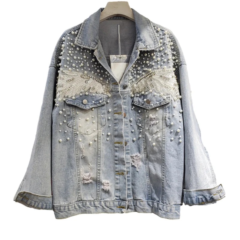 Vintage Blue Beading Diamonds Denim Jacket Women Loose Big Pocket Lonng Sleeve Cowboy Outerwear Korean Short Jeans Jacket Female
Vintage Blue Beading Diamonds Denim Jacket Women Loose Big Pocket Lonng Sleeve Cowboy Outerwear Korean Short Jeans Jacket Female