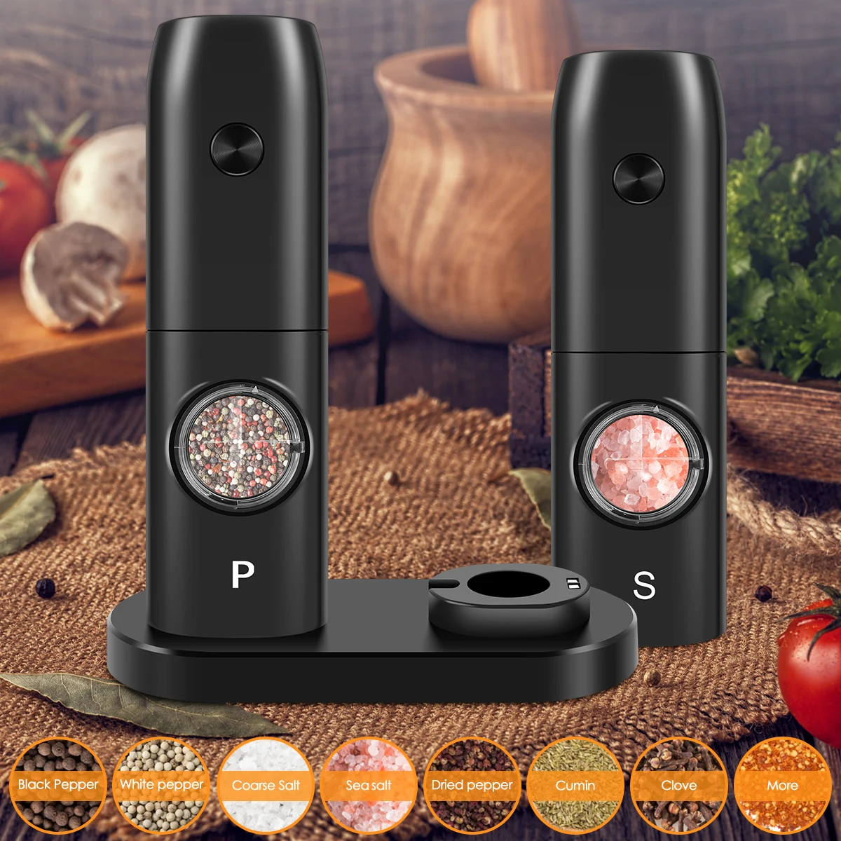 2Pcs 70ML Electric Pepper and Salt Grinder Refillable Pepper and Salt Mill with Charging Base USB Rechargeable Spice Mill
2Pcs 70ML Electric Pepper and Salt Grinder Refillable Pepper and Salt Mill with Charging Base USB Rechargeable Spice Mill