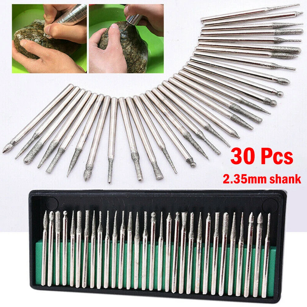 For Electric Grinder Power Diamond Bur Shank 2.35mm 30pcs Abrasive Tools Approx. 45mm Diamond Bur Set High Quality
For Electric Grinder Power Diamond Bur Shank 2.35mm 30pcs Abrasive Tools Approx. 45mm Diamond Bur Set High Quality