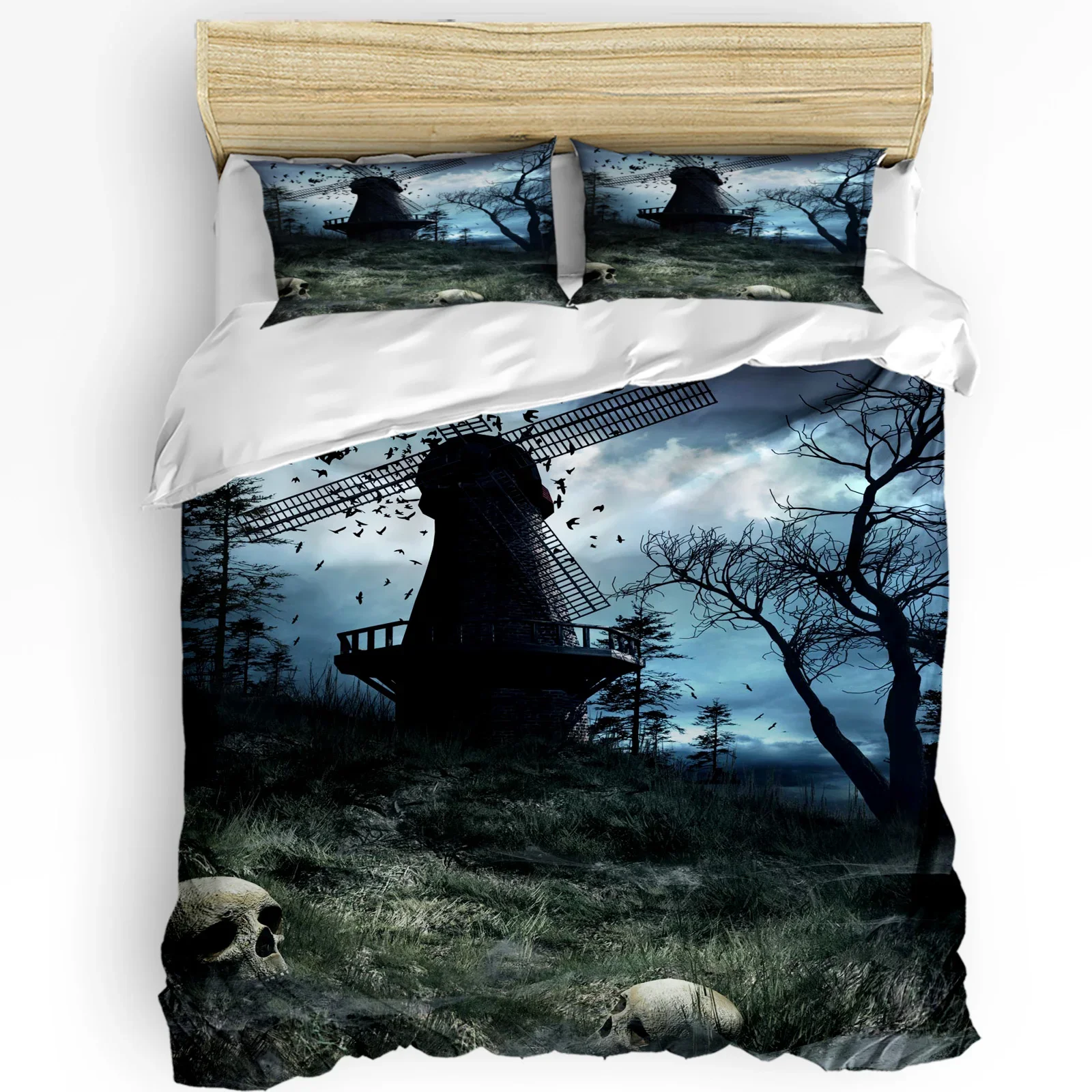 Gothic Windmill Bird Skull Head Branches Horror 3pcs Bedding Set For Double Bed Home Textile Duvet Cover Quilt Cover Pillowcase
Gothic Windmill Bird Skull Head Branches Horror 3pcs Bedding Set For Double Bed Home Textile Duvet Cover Quilt Cover Pillowcase