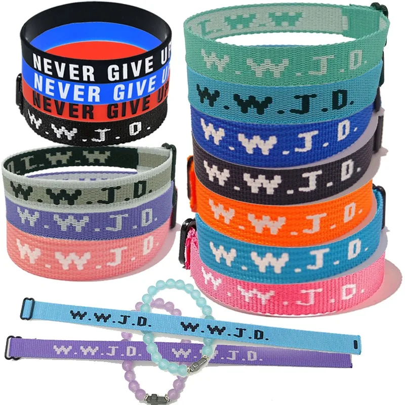 

2024 New WWJD Braided Rope Bracelet What Would Jesus Do Handmade Bangles Inspirational Religious Bracelets for Women Men Gifts