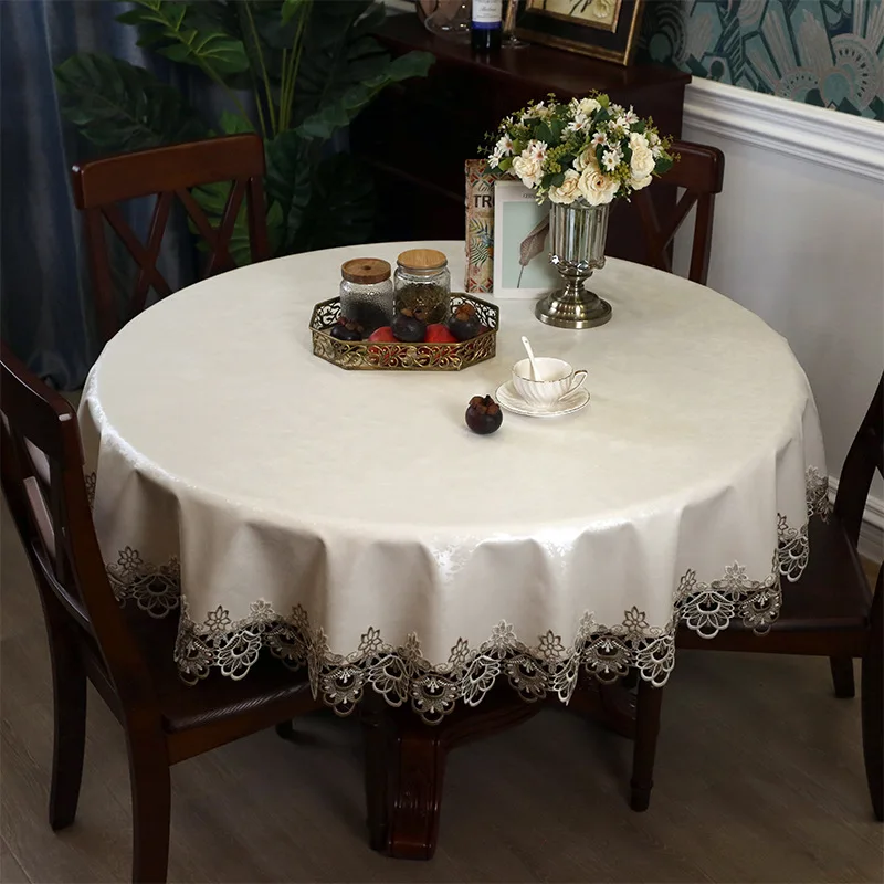 

New Chinese Advanced Sense Tablecloth Waterproof And Oil-proof Wash-free New Large Round Table Tablecloth Tea Table Mat