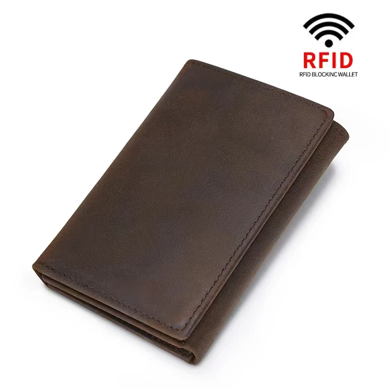 

Genuine Leather RFID Blocking Trifold Walllet Men Multi Credit Card ID Walllet Purse Men Wallet slim