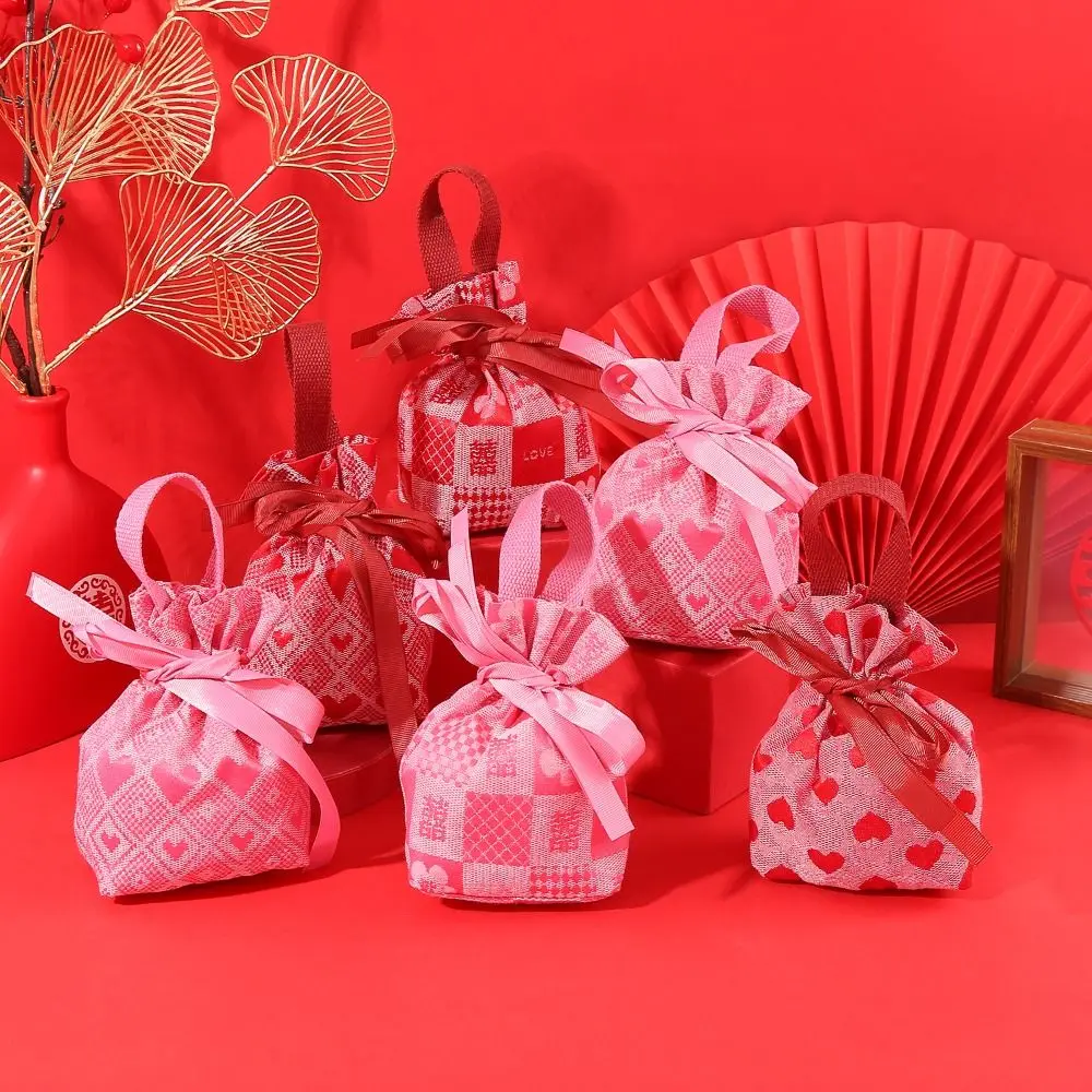 

Свадебная сахарная Сумочка Love Heart в Корейском стиле с ручками и бантом, сумка на запястье, кошелек для монет, свадебная сумка для конфет, сумка с бантом, праздничная сумка