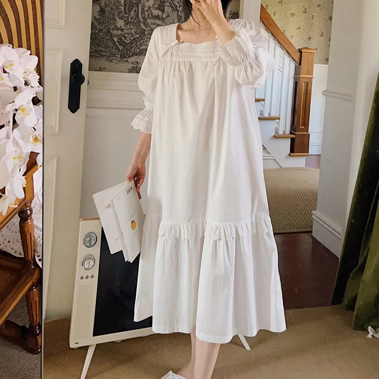 Женская винтажная ночная рубашка из чистого хлопка, одежда для сна, женский свободный пеньюар с длинным рукавом, халат, ночная рубашка в викторианском стиле
Женская винтажная ночная рубашка из чистого хлопка, одежда для сна, женский свободный пеньюар с длинным рукавом, халат, ночная рубашка в викторианском стиле