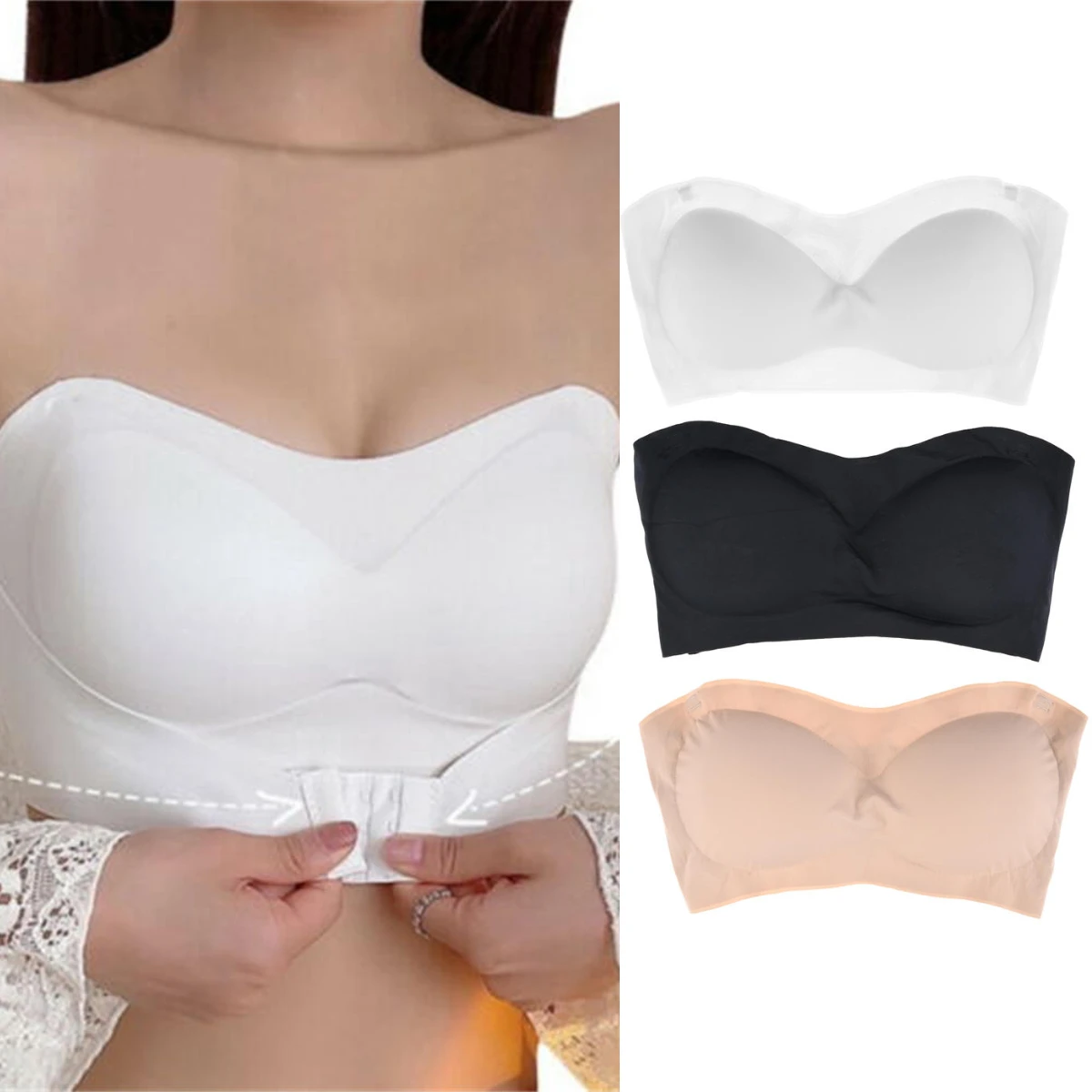 Invisible Strapless Front Buckle Bra Push Up Backless Women Thin Lingerie Comfort Underwear
Invisible Strapless Front Buckle Bra Push Up Backless Women Thin Lingerie Comfort Underwear