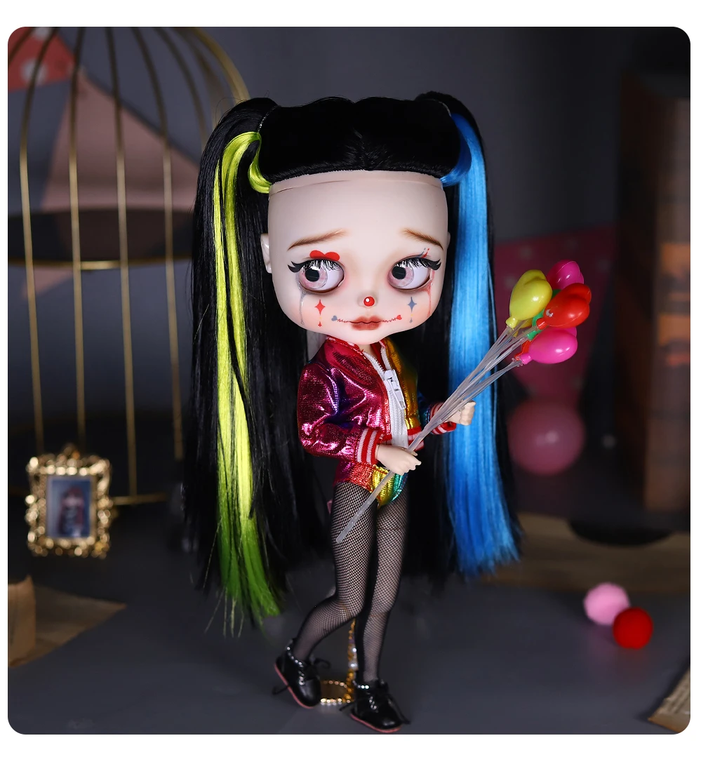Harley – Premium Custom Neo Blythe Doll with Multi-Color Hair, White Skin & Matte Cute Face 3 Harley – Premium Custom Neo Blythe Doll with Multi-Color Hair, White Skin & Matte Cute Face 8