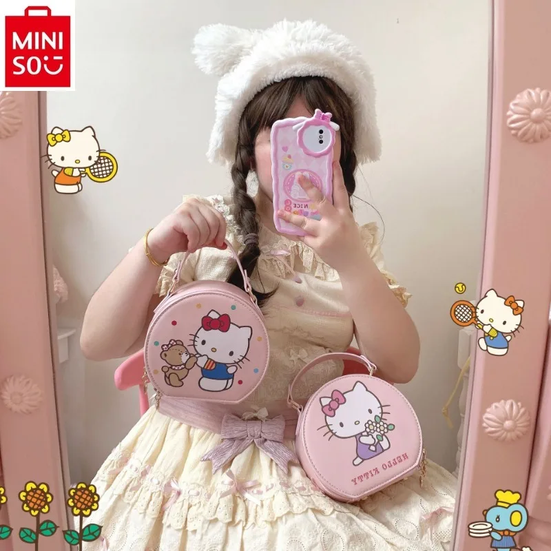 

MINISO Sanrio Cartoon Hello Kitty Kuromi Printed Shoulder Bag for Students Sweet and Versatile Fashion Crossbody Bag
