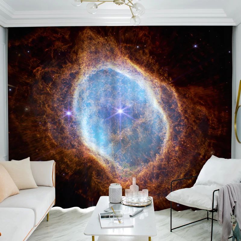 

Night Moon Curtains for Living Room Starry Sky Shading Window Door Curtain for Bedroom Boho Decor Left and Right Biparting Open