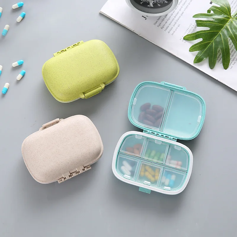 

Portable Sealed Pill Box with Seal Ring, Moisture-Proof, Separate Storage, Wheat Medicine, Travel, 8-Compartment