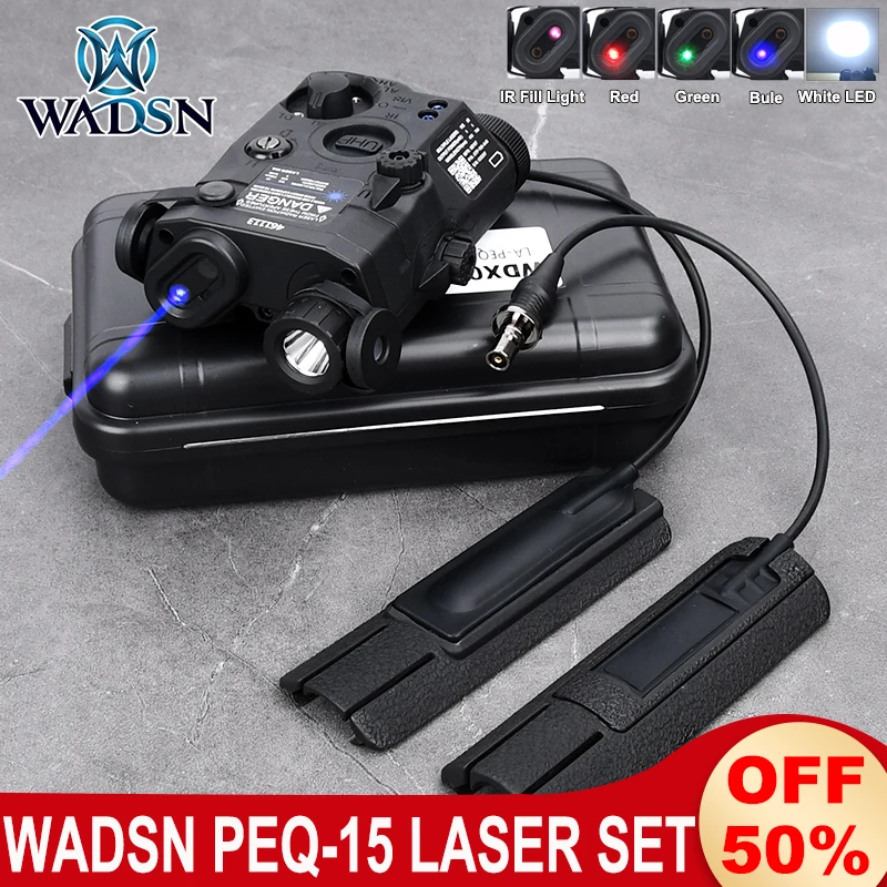 WADSN PEQ15 IR Fill Light Red Green Blue Laser Set Strobe White LED Flashlight PEQ-15 Hunting Switch Fixed Mount Fit 20MM Rail
WADSN PEQ15 IR Fill Light Red Green Blue Laser Set Strobe White LED Flashlight PEQ-15 Hunting Switch Fixed Mount Fit 20MM Rail