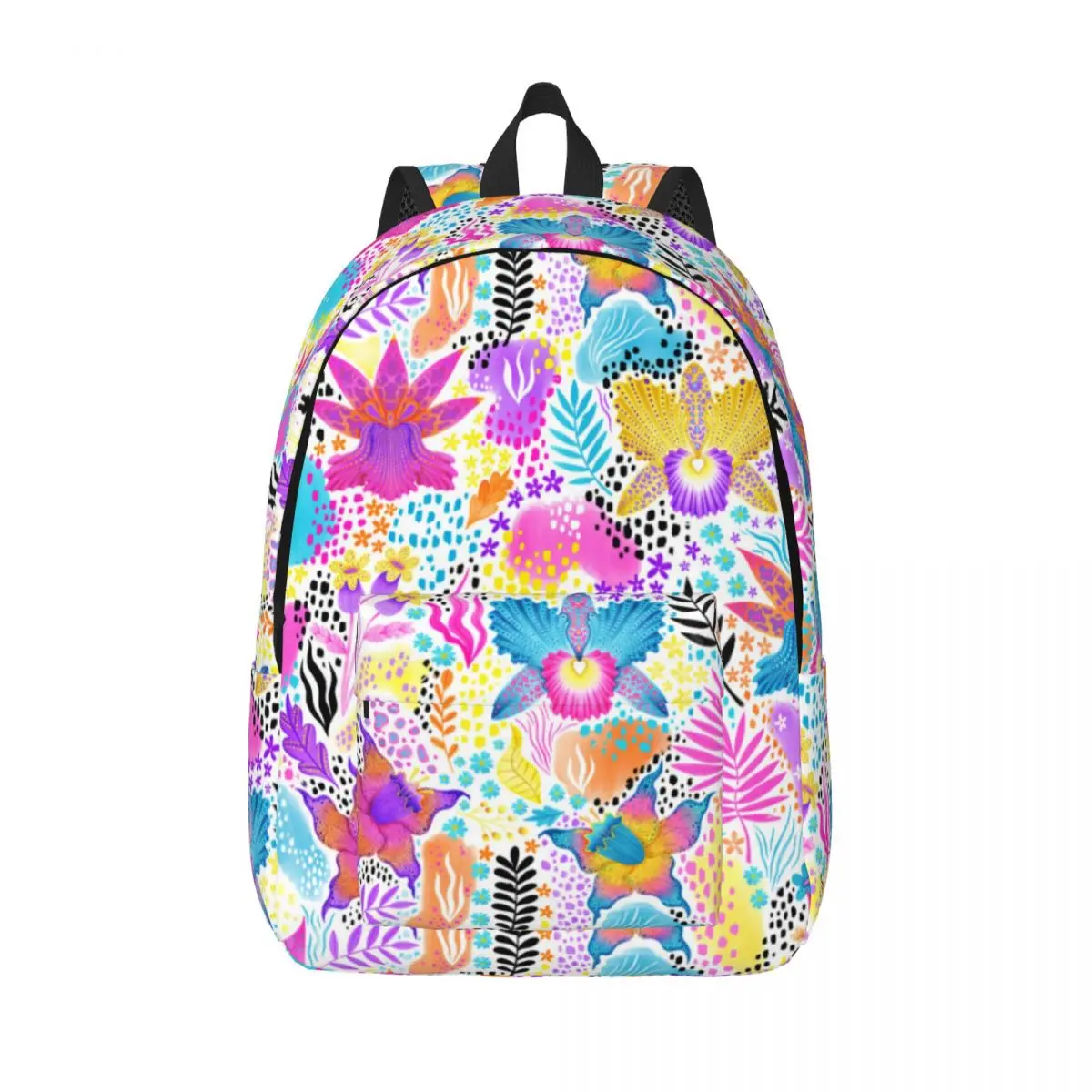 

Dopamine Neon Flower Backpack Botanical Orchid Cycling Backpacks Student Unisex Colorful Large High School Bags Funny Rucksack