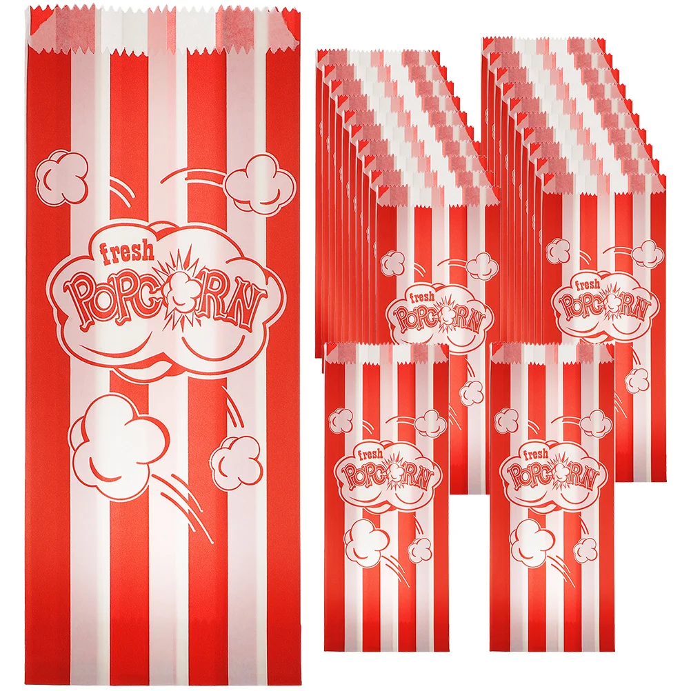 

50/100pcs Paper Popcorn Bags Snack Cookie Treats Storage Bag Outdoor Popcorn Carrying Cup Bulk Popcorn Containers Party Favor