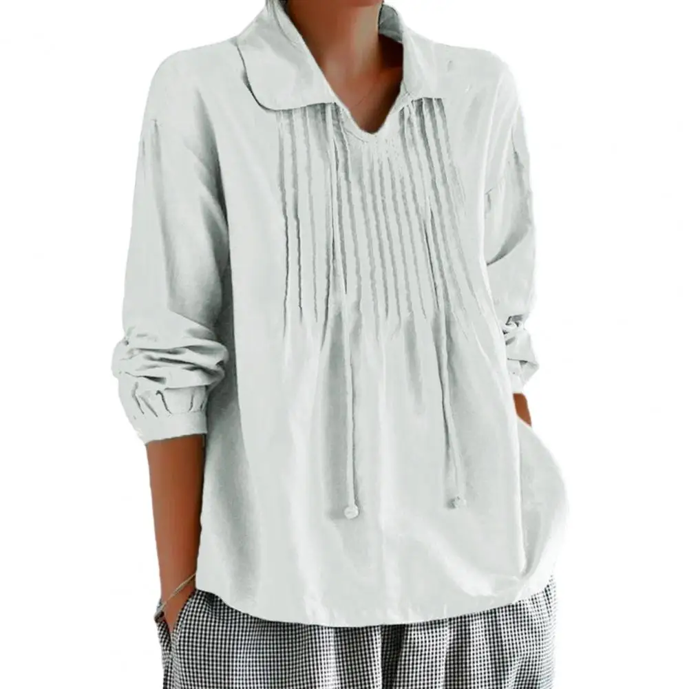 Women Professional Top Women Spring Top Spring Women's Pleated Pullover Shirt with Turn-down Collar Tassel Detail for Daily
Women Professional Top Women Spring Top Spring Women's Pleated Pullover Shirt with Turn-down Collar Tassel Detail for Daily