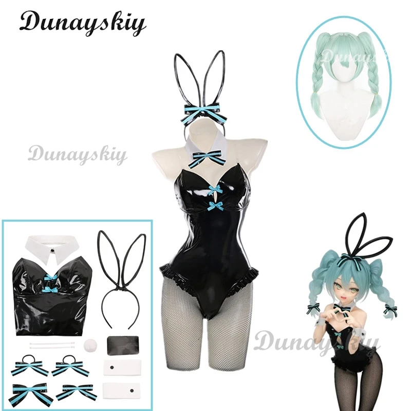 

Чуинь из аниме «кролик» для косплея, черная кожа, бант, девушка, сексуальный милый костюм на Хэллоуин, косплей, головной убор, одежда, парик для девочек