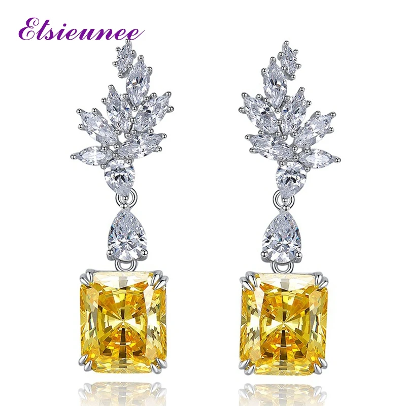 ELSIEUNEE Bohemia Solid 925 Sterling Silver 7CT Citrine Diamond Gemstone 18K White Gold Plated Fine Jewelry Dangle Drop Earrings
ELSIEUNEE Bohemia Solid 925 Sterling Silver 7CT Citrine Diamond Gemstone 18K White Gold Plated Fine Jewelry Dangle Drop Earrings