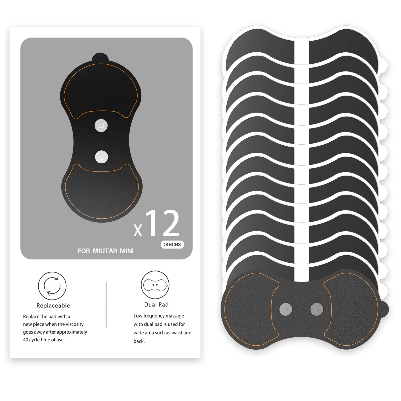 

TENS Unit Replacement Pads, Reusable Self Adhesive Electrodes with Premium Quality, Design for Muscle Stimulator Electrotherapy