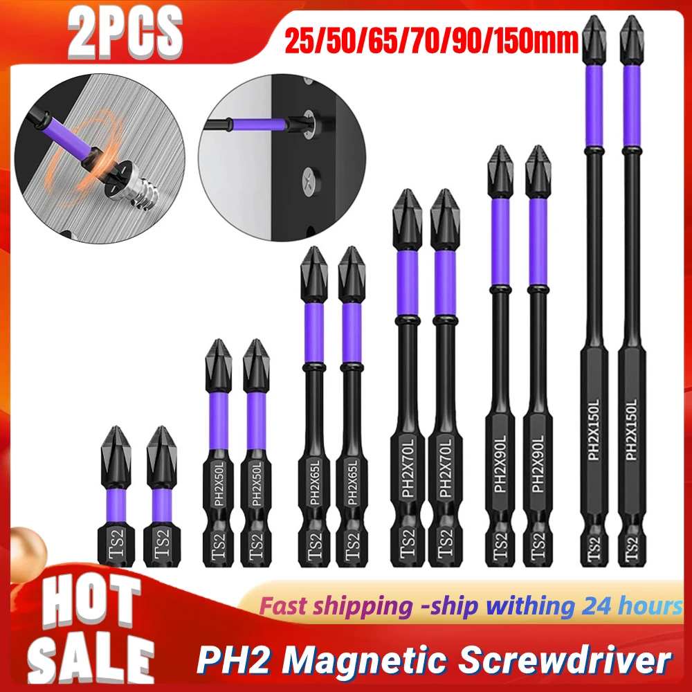 2pcs PH2 Cross Screwdriver Set Magnetic Batch Head Impact Drill Bit Alloy Steel Non-slip Cross Screwdriver 25/50/65/70/90/150mm
2pcs PH2 Cross Screwdriver Set Magnetic Batch Head Impact Drill Bit Alloy Steel Non-slip Cross Screwdriver 25/50/65/70/90/150mm