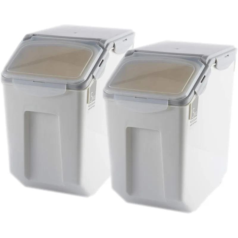 Grain Rice Storage Bin Food Containers Set Leak Proof Locking Lid, Large Storage Boxes Plastic Cereal Pet Food 15kg(18L) 2packs
Grain Rice Storage Bin Food Containers Set Leak Proof Locking Lid, Large Storage Boxes Plastic Cereal Pet Food 15kg(18L) 2packs