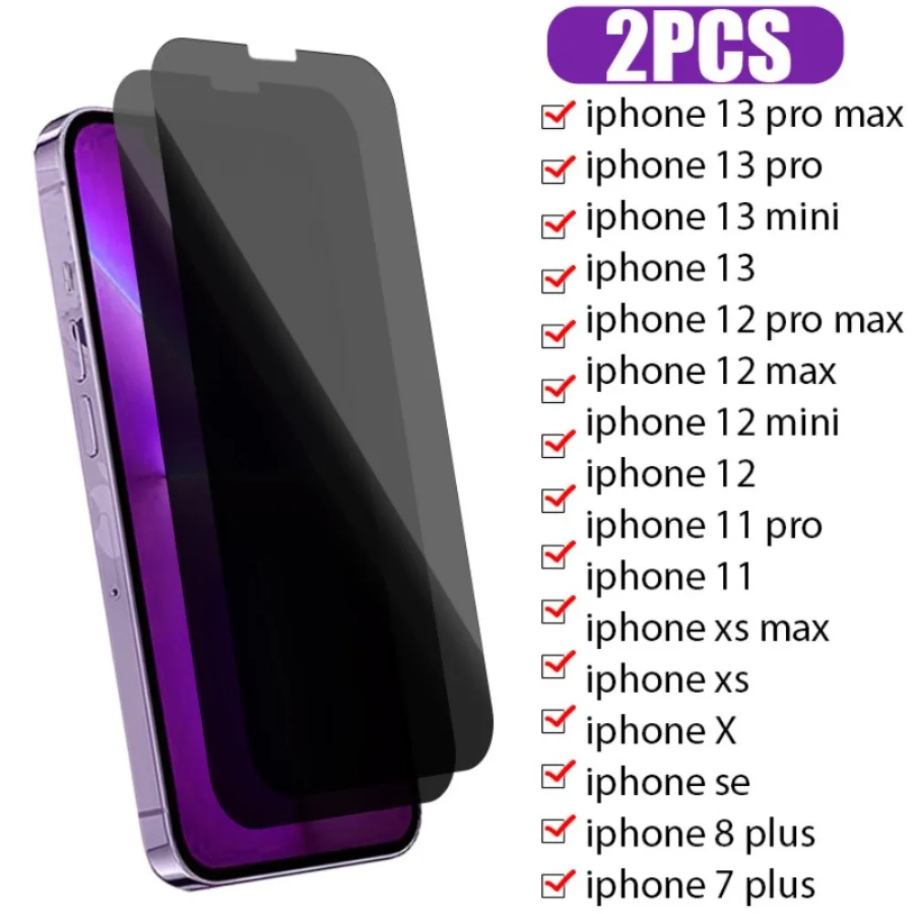 

2 шт., антишпионская Защита экрана для iPhone 14 15 11 Pro Max, закаленное стекло для конфиденциальности для iPhone 13 12 Pro Max Mini 7 8 Plus XR X XS