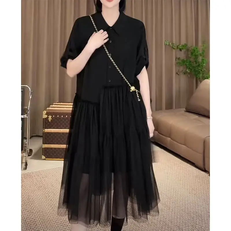 Summer New Women's Plus Size Long Dress Fashion Elegant Robe Polo Neck Solid Short Sleeve Split Style Vintage Long Dress D258
Summer New Women's Plus Size Long Dress Fashion Elegant Robe Polo Neck Solid Short Sleeve Split Style Vintage Long Dress D258