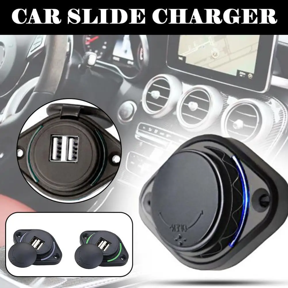 

Car Charger Dual USB Port DC 12V-14V Power Socket Adapter Charging Panel Mount For Motorcycle Car Bus Ship Car Accessories I4W4